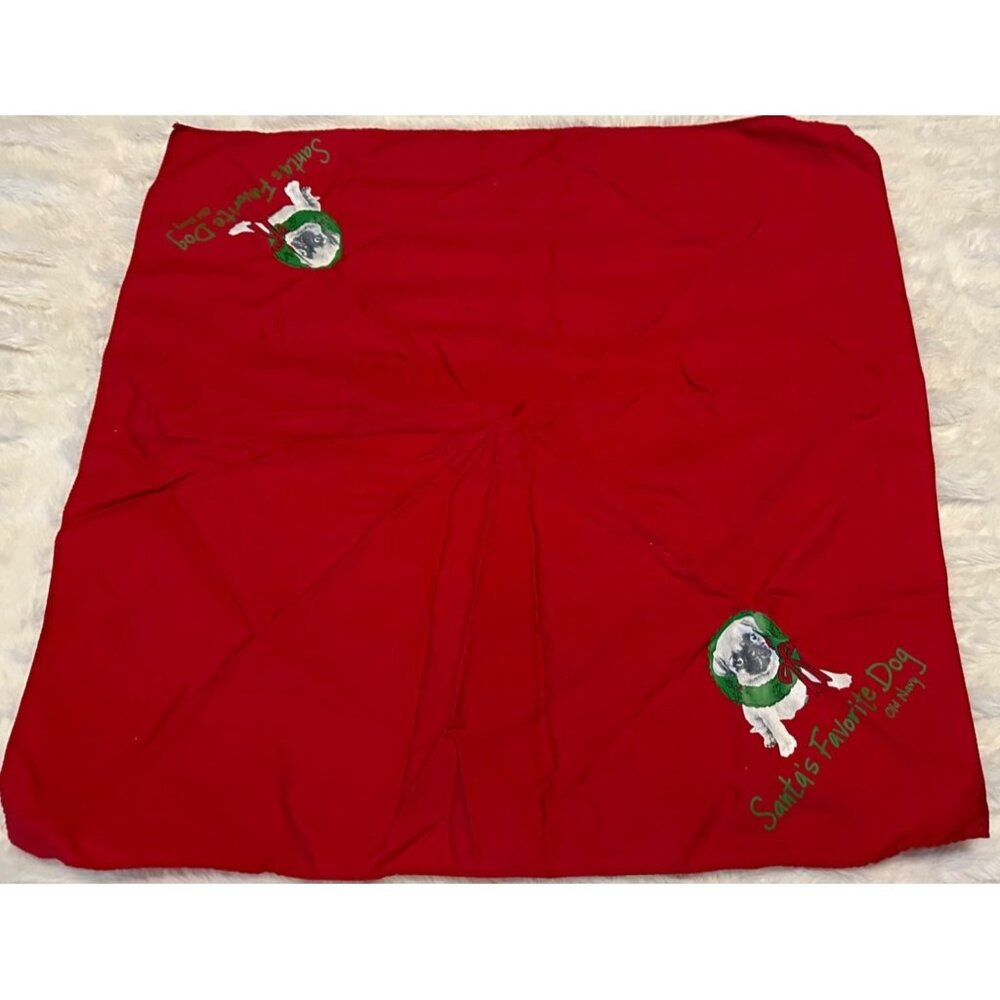 Old Navy Christmas Holiday Santa's Favorite Dog PUG Dog Red Bandana ONE SIZE - Picture 4 of 11